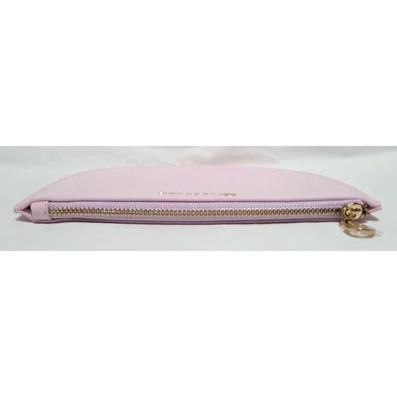 SeneGence Pink Stiff Faux Leather Half-Moon Zip Cosmetic Makeup Bag Pouch - Picture 4 of 7